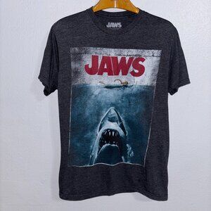 JAWS Graphic T-Shirt Mens M Dark Gray Movie Poster Shark Tee Universal Studios